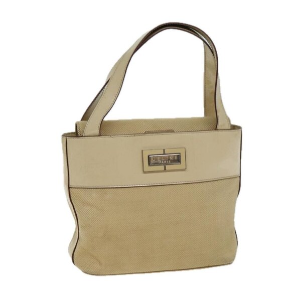 CELINE Hand Bag Canvas Beige Auth 77718 - Picture 1 of 15